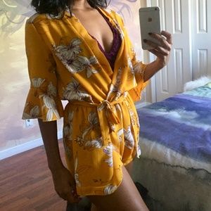 Floral Print Kimono Romper
